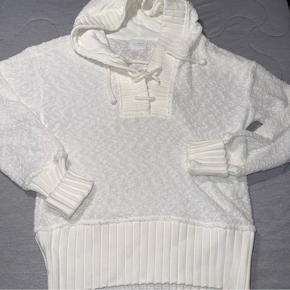 sundays Sweaters - Sundays Cream Textured Hooded Sweater